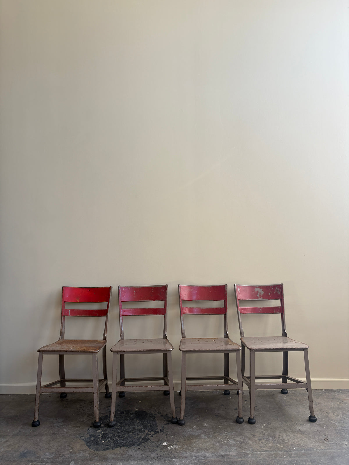 Industrial Toledo steel chairs. Sold in pairs.