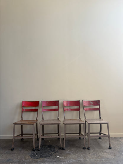 Industrial Toledo steel chairs. Sold in pairs.