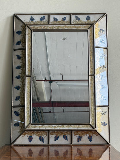Reverse painted glass mirror