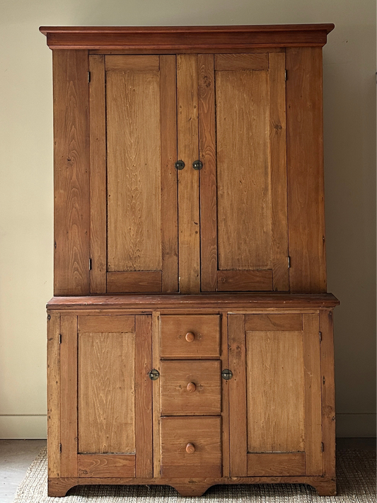 19th c. pine stepback cupboard