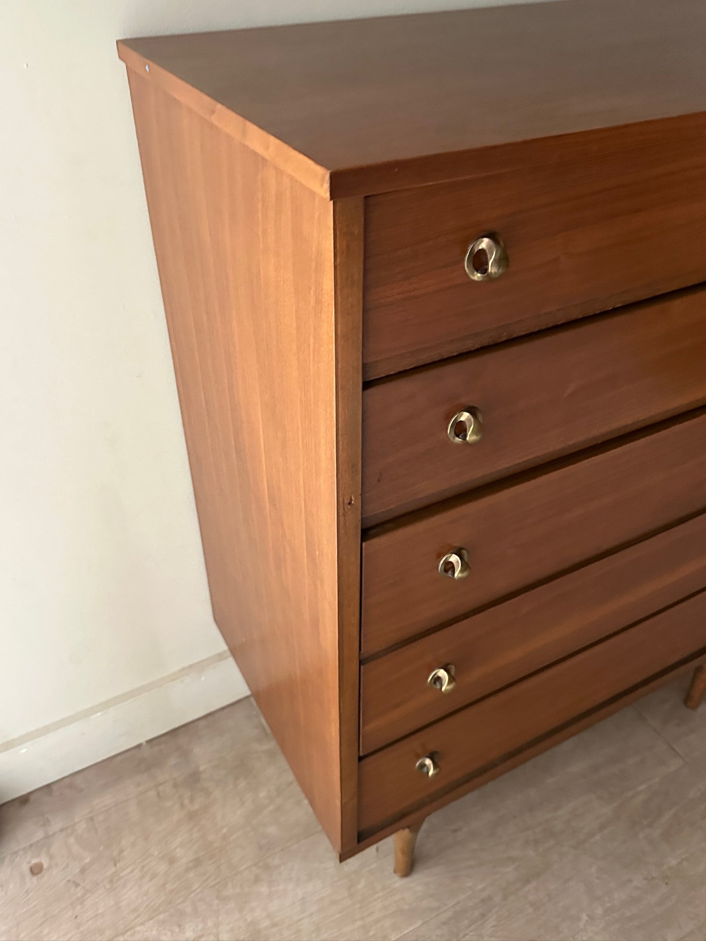Walnut dresser with brass handles