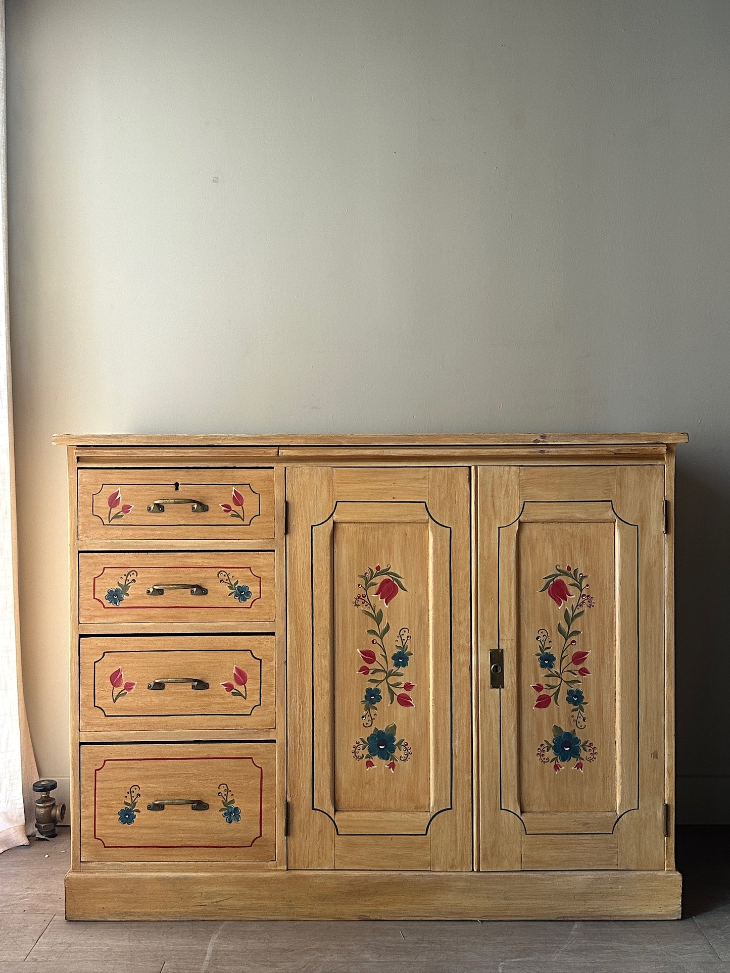 Swiss hand painted folk cabinet