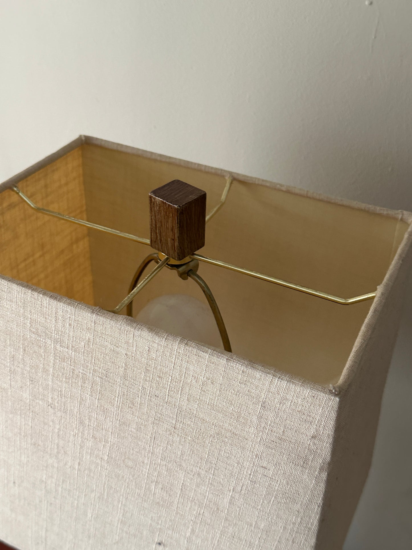 Walnut table lamp with scuffs