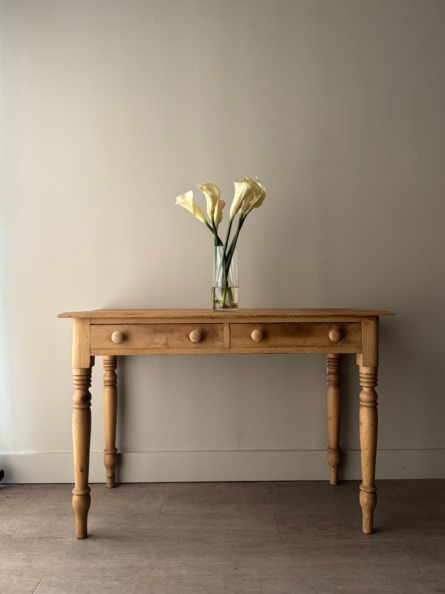 English waxed pine console table/desk