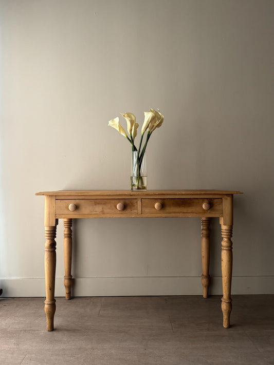 English waxed pine console table/desk
