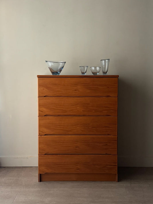 Danish teak tallboy dresser