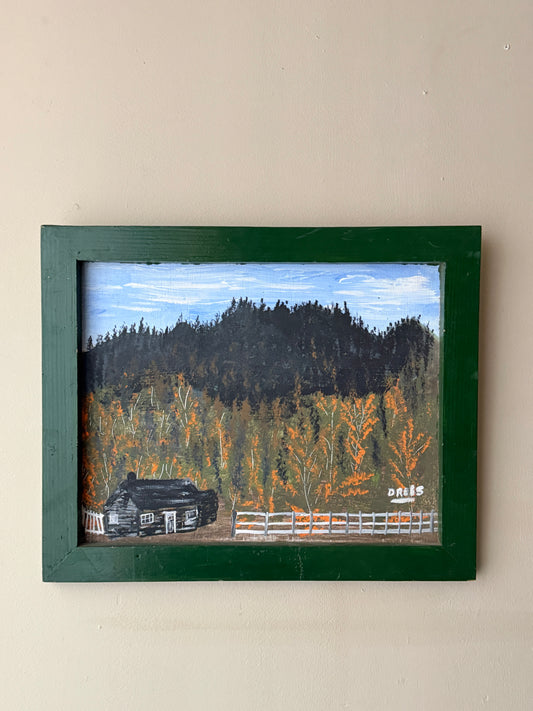 Cabin landscape. Signed.