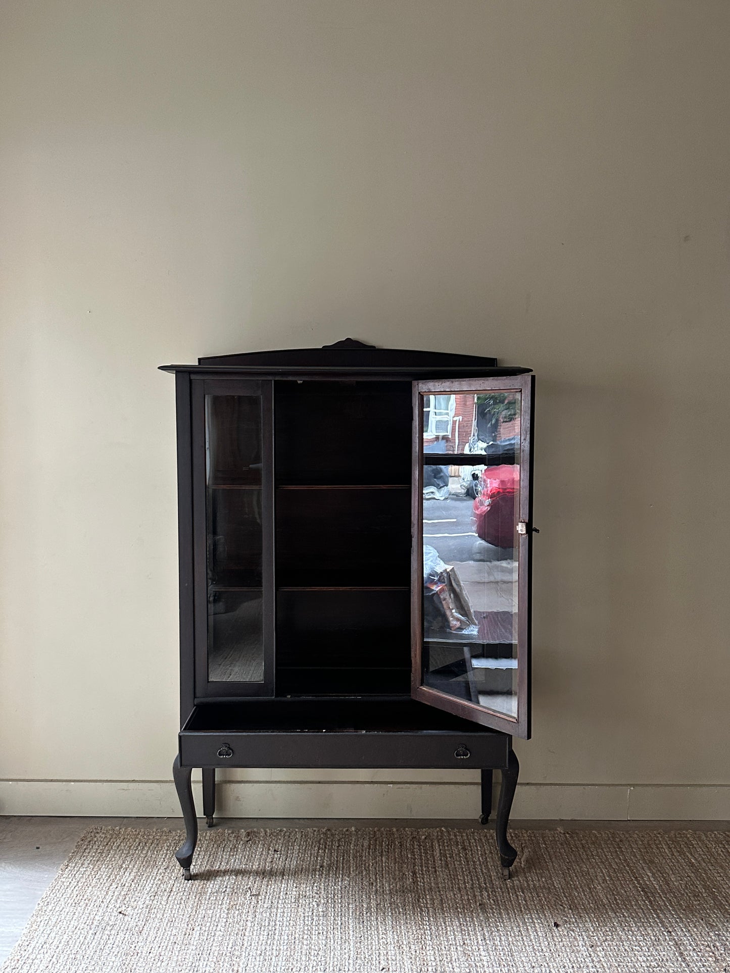 Dark stained mahogany display case