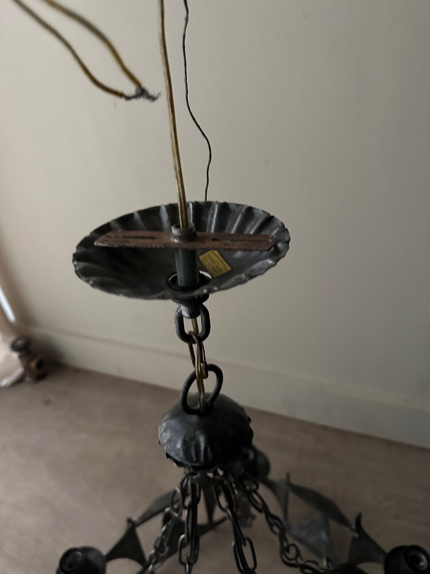 Brutalist wrought iron chandelier