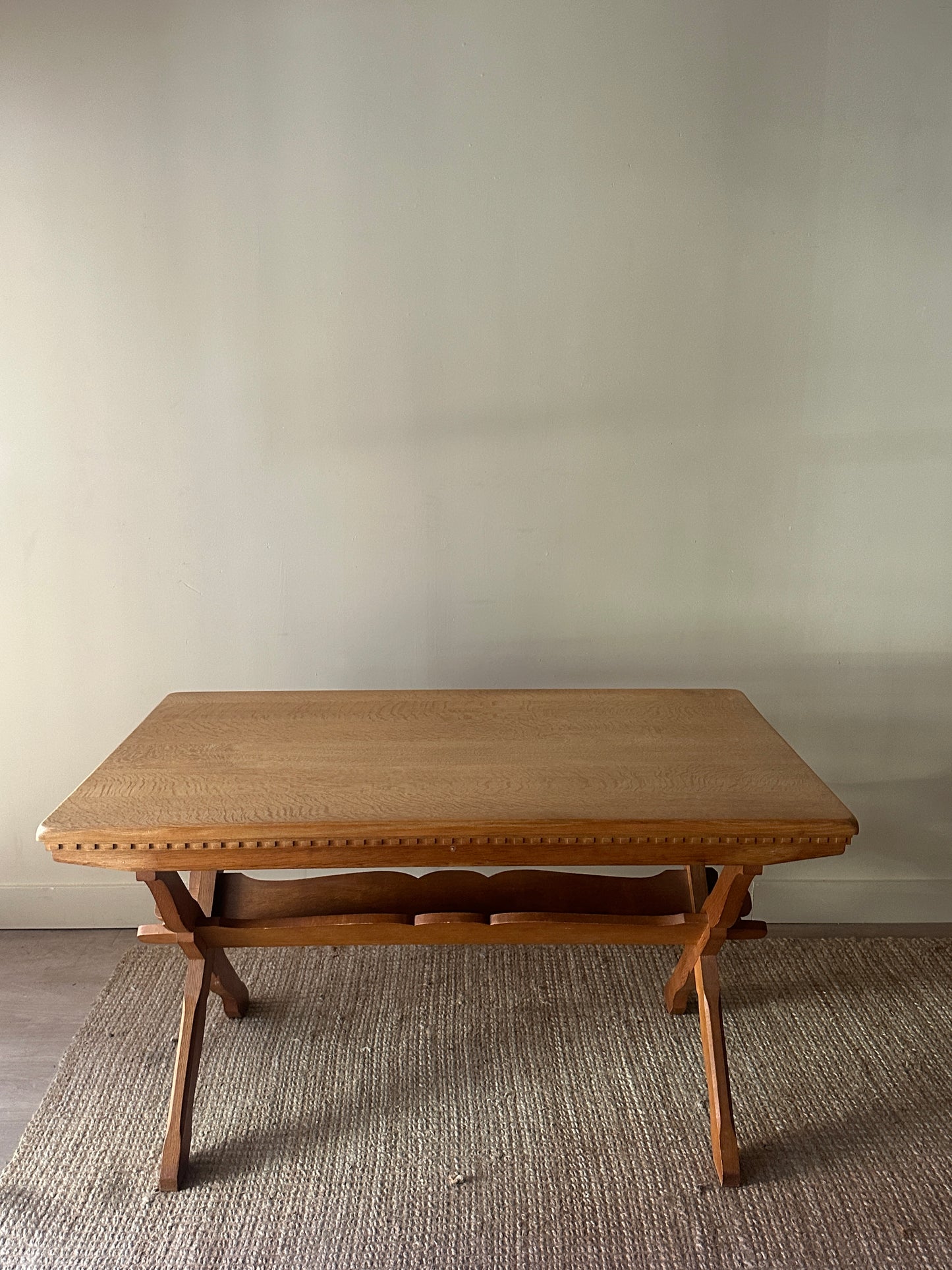 Danish oak dining table with removable leaves by Henning Kjaernulf