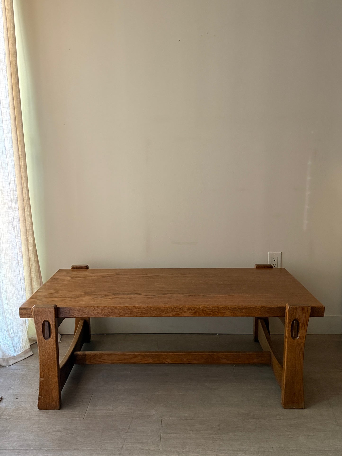 Carl Straub brutalist oak coffee table