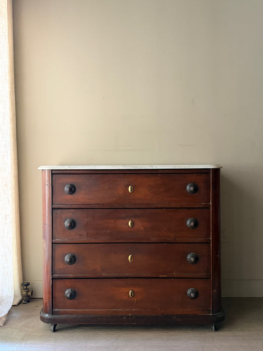Victorian marble top walnut dresser