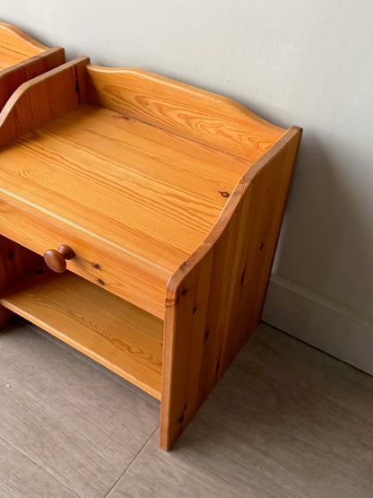 Pair of Scandinavian pine nightstands