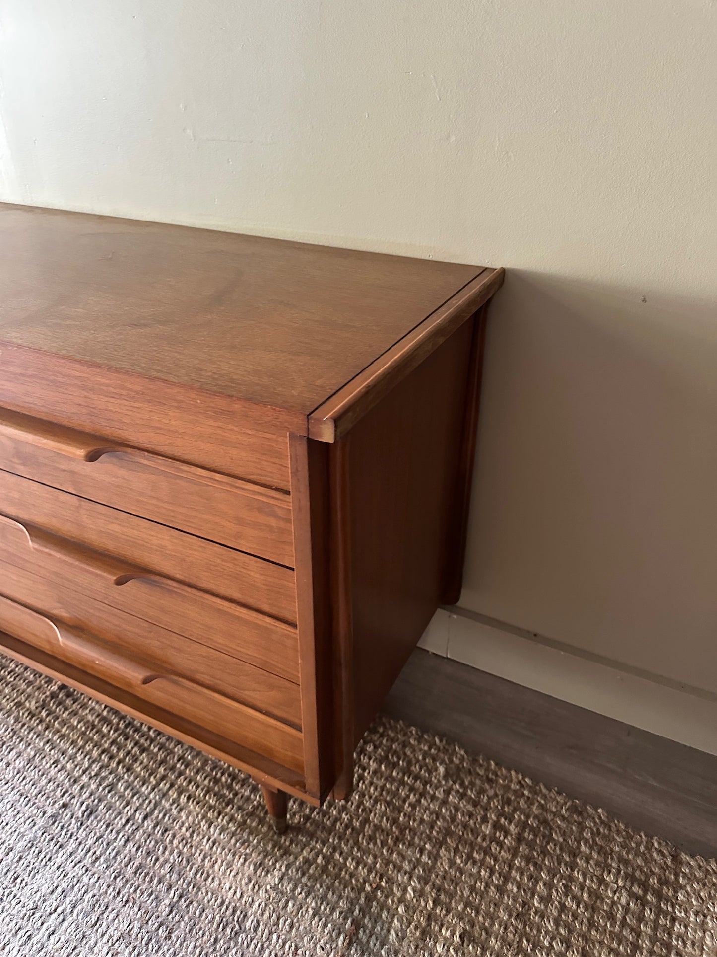 Walnut dresser with gold hardware