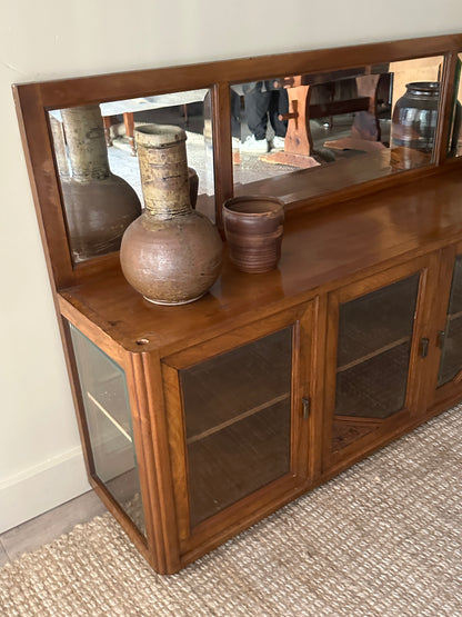 Walnut mirrored floor console