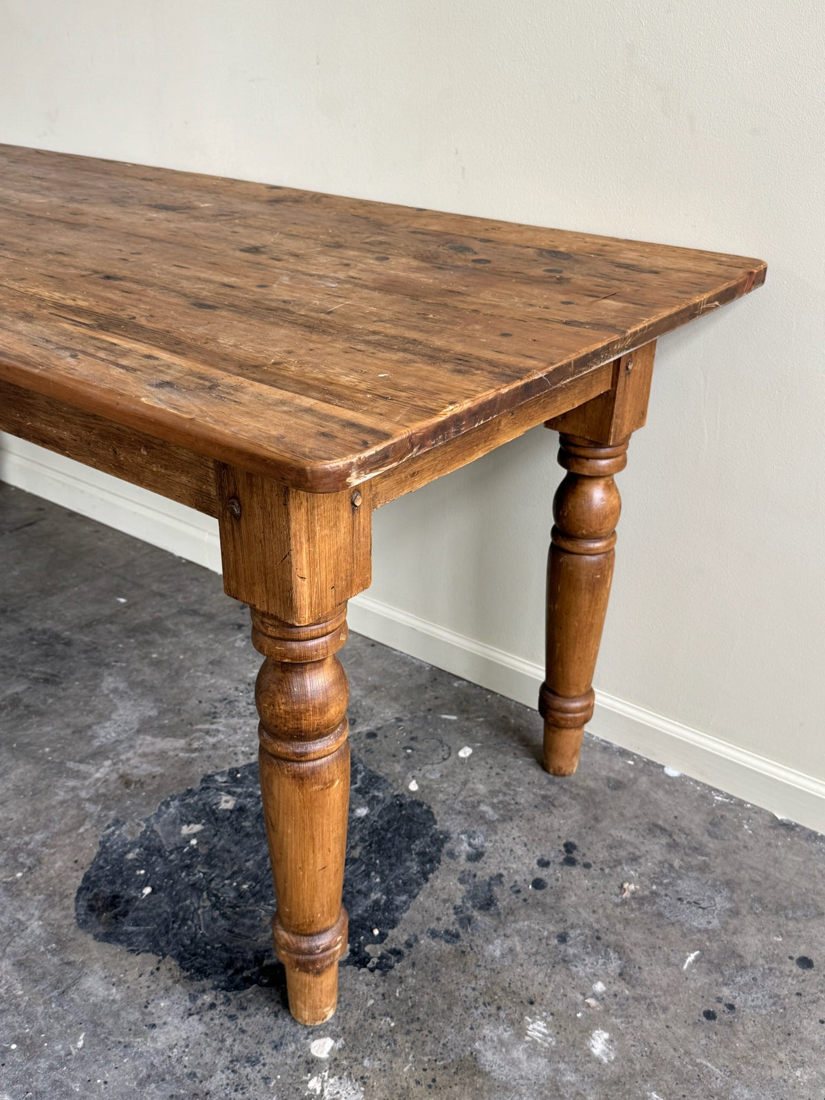 English waxed pine dining table