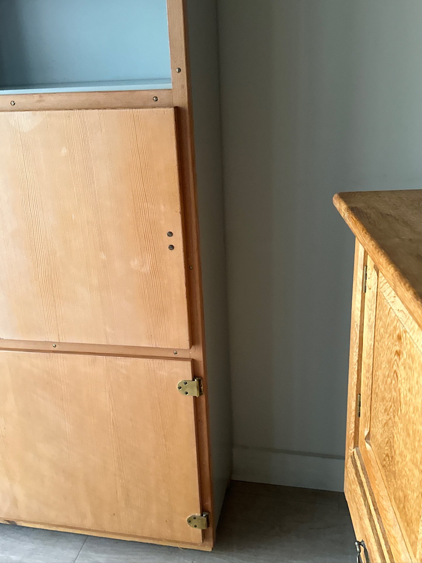 Swedish pine secretary bookcase cabinet