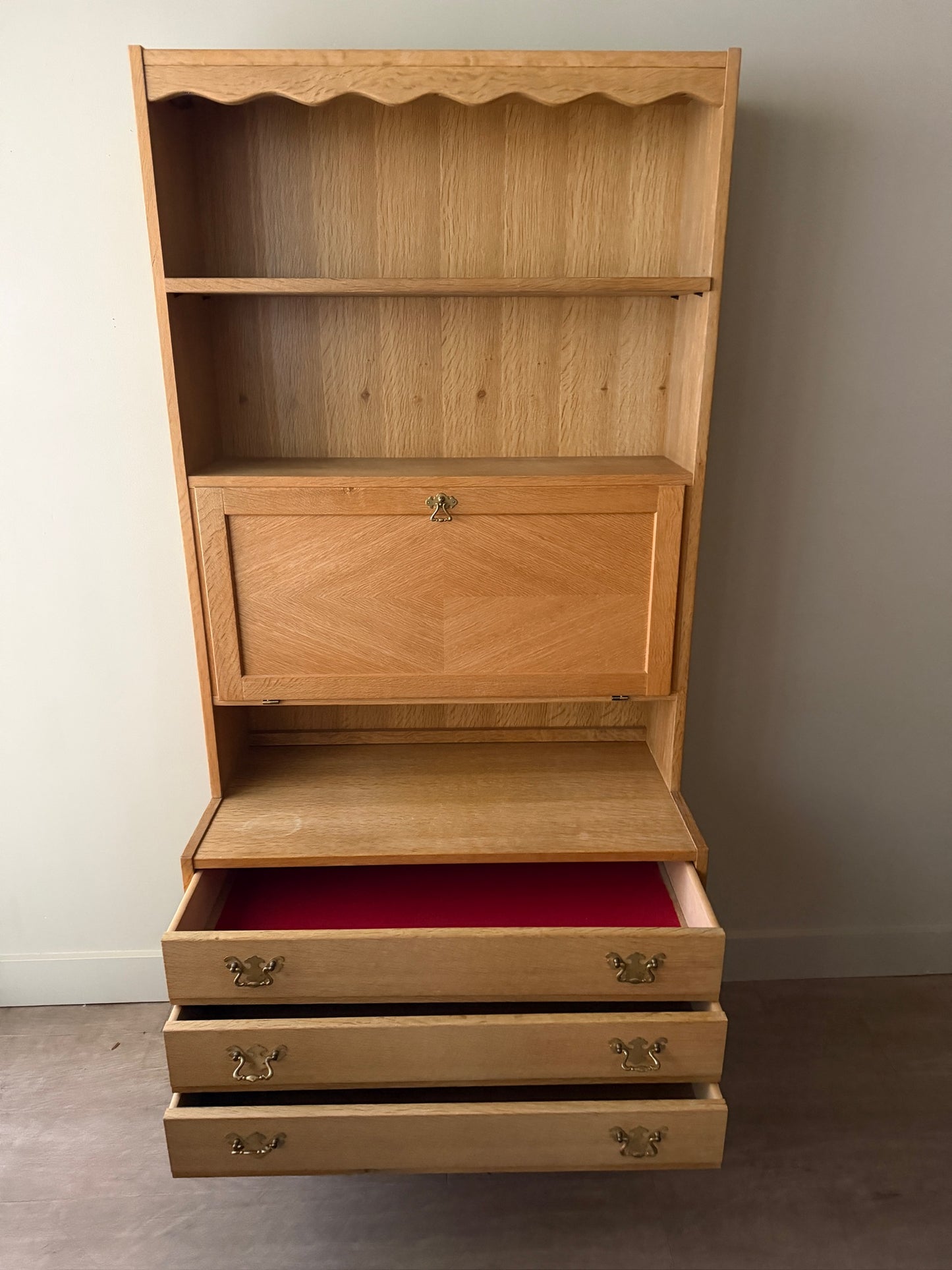 Danish oak secretary hutch