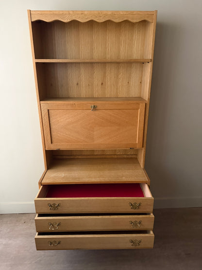 Danish oak secretary hutch