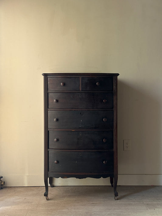 Dark walnut bow front dresser