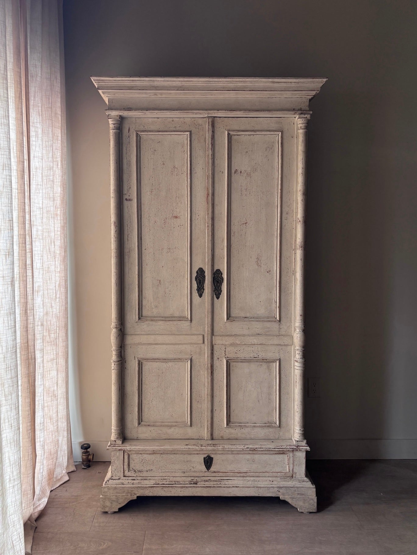 White painted pine armoire