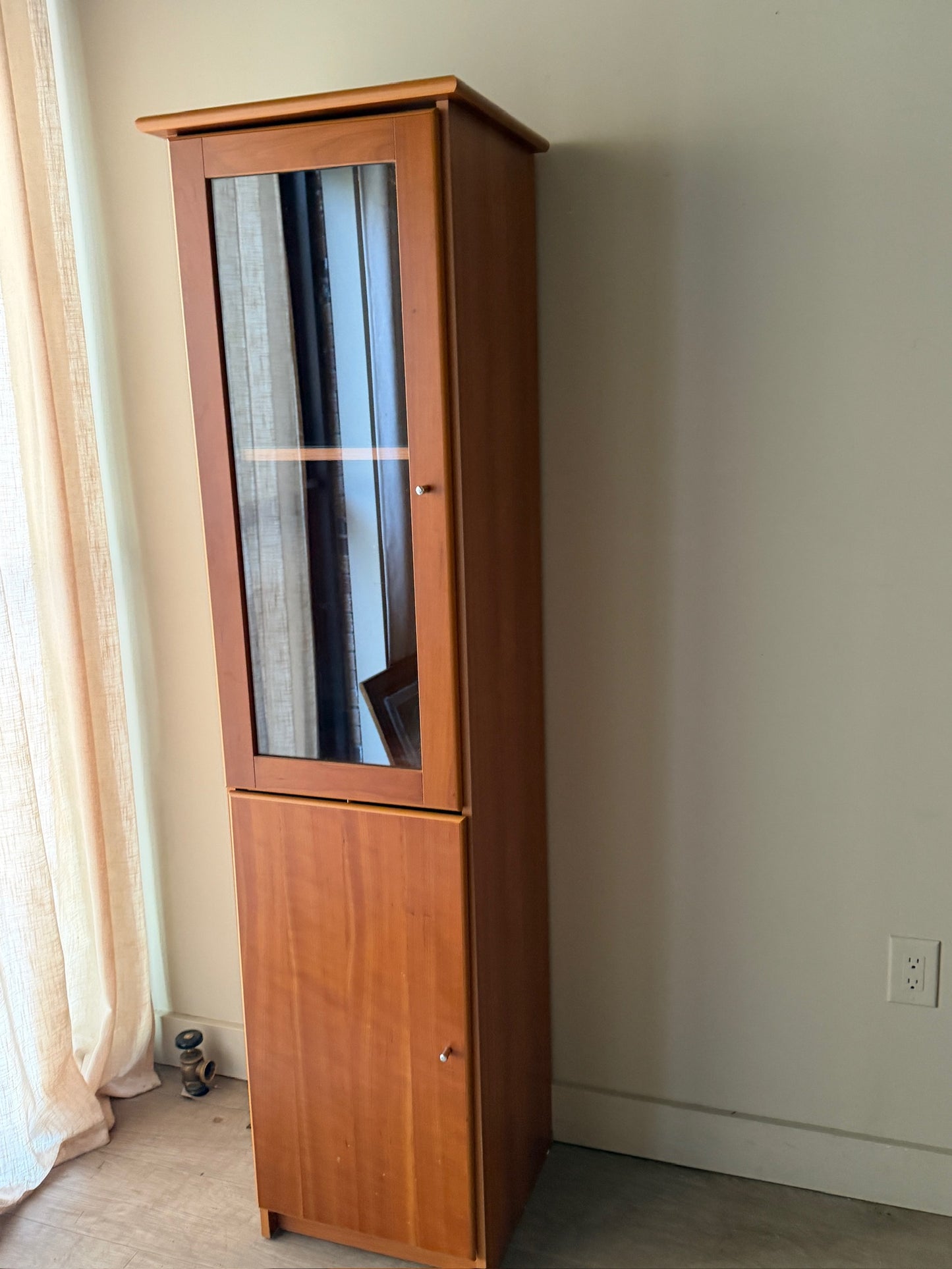 Narrow cherry display cabinet
