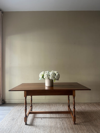 Pine stretcher base tavern table