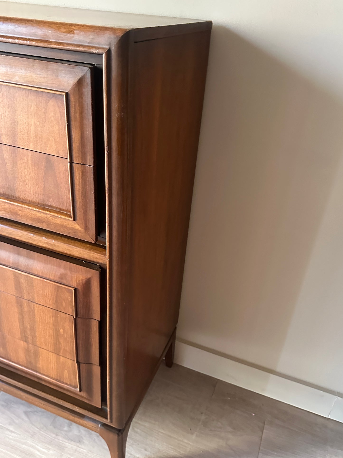 United Furniture walnut tall boy