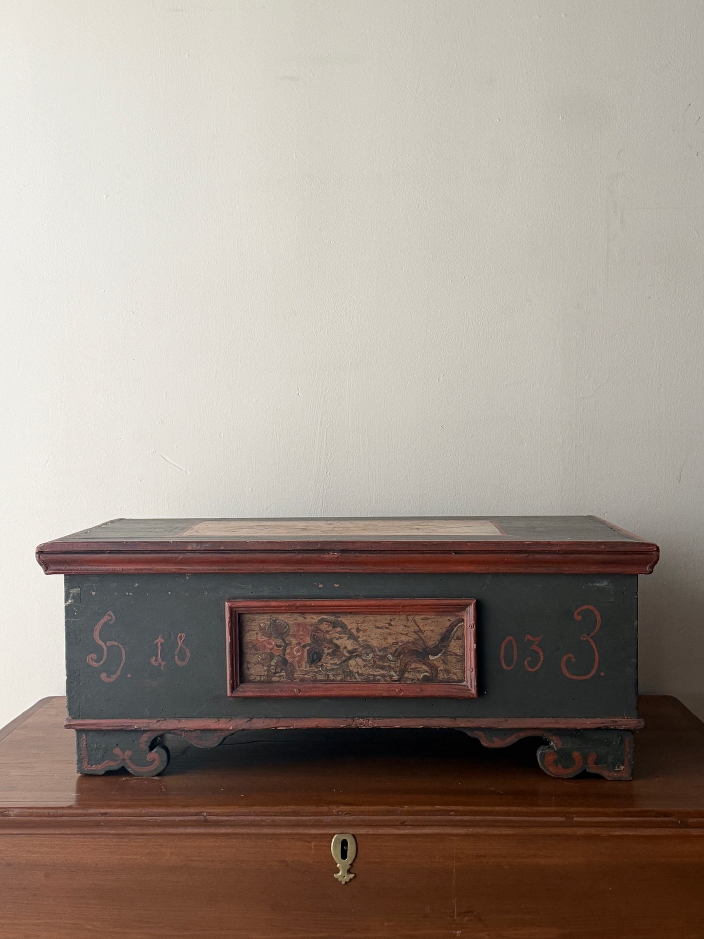 Scandinavian painted pine chest
