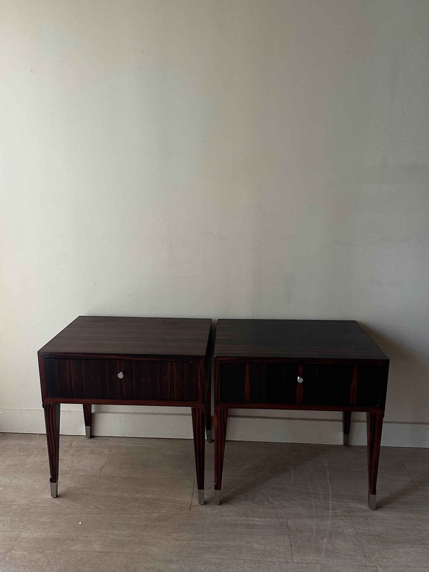 2 Decca rosewood nightstands. Sold individually.