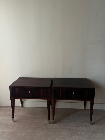 2 Decca rosewood nightstands. Sold individually.