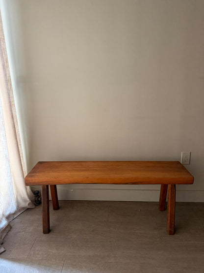 Pine slab bench