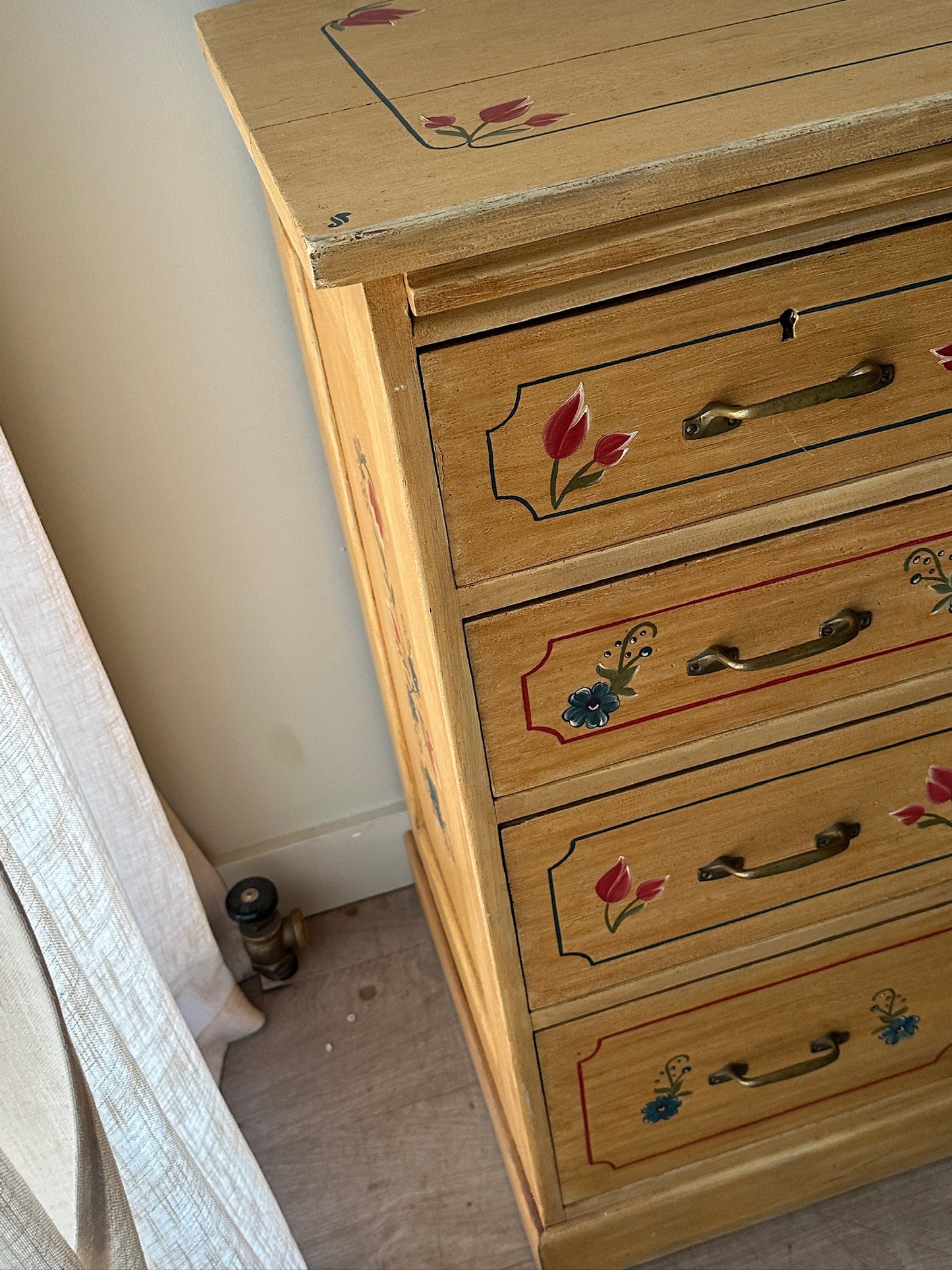 Swiss hand painted folk cabinet