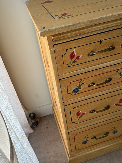 Swiss hand painted folk cabinet