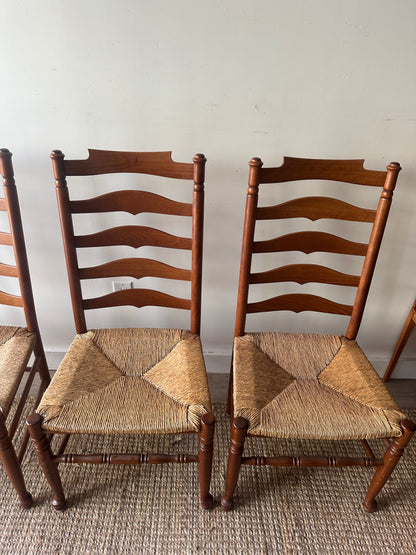 Set of 4 ladder back chairs. Sold as a set.