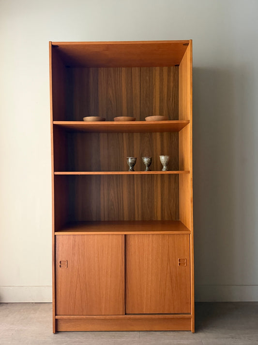 Danish teak bookcase with sliding doors