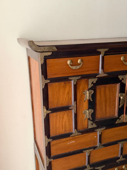 Korean elmwood two piece tansu chest