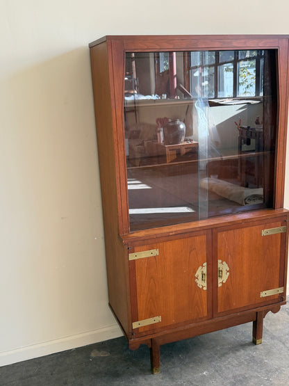 Hollywood Regency walnut display cabinet