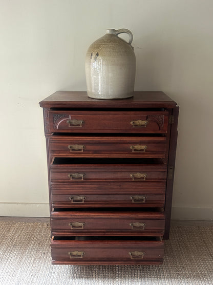 Side lock mixed wood dresser