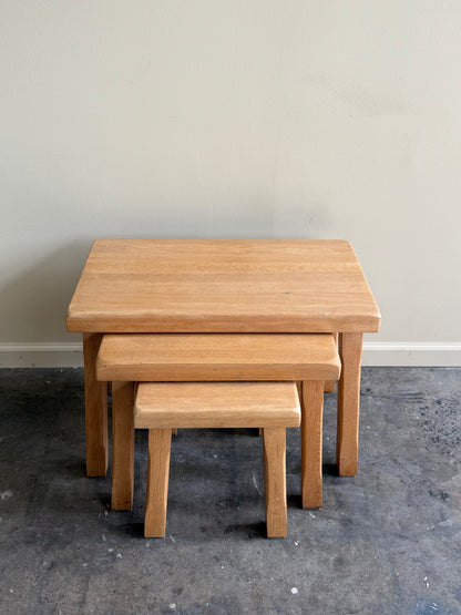 Dutch Brutalist oak nesting tables
