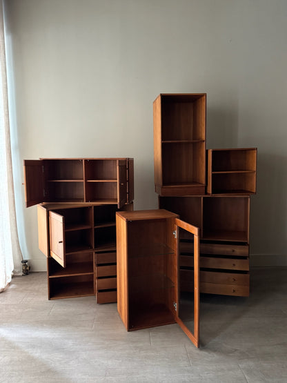Danish teak modular shelving unit