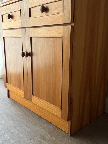 Scandinavian pine two piece hutch
