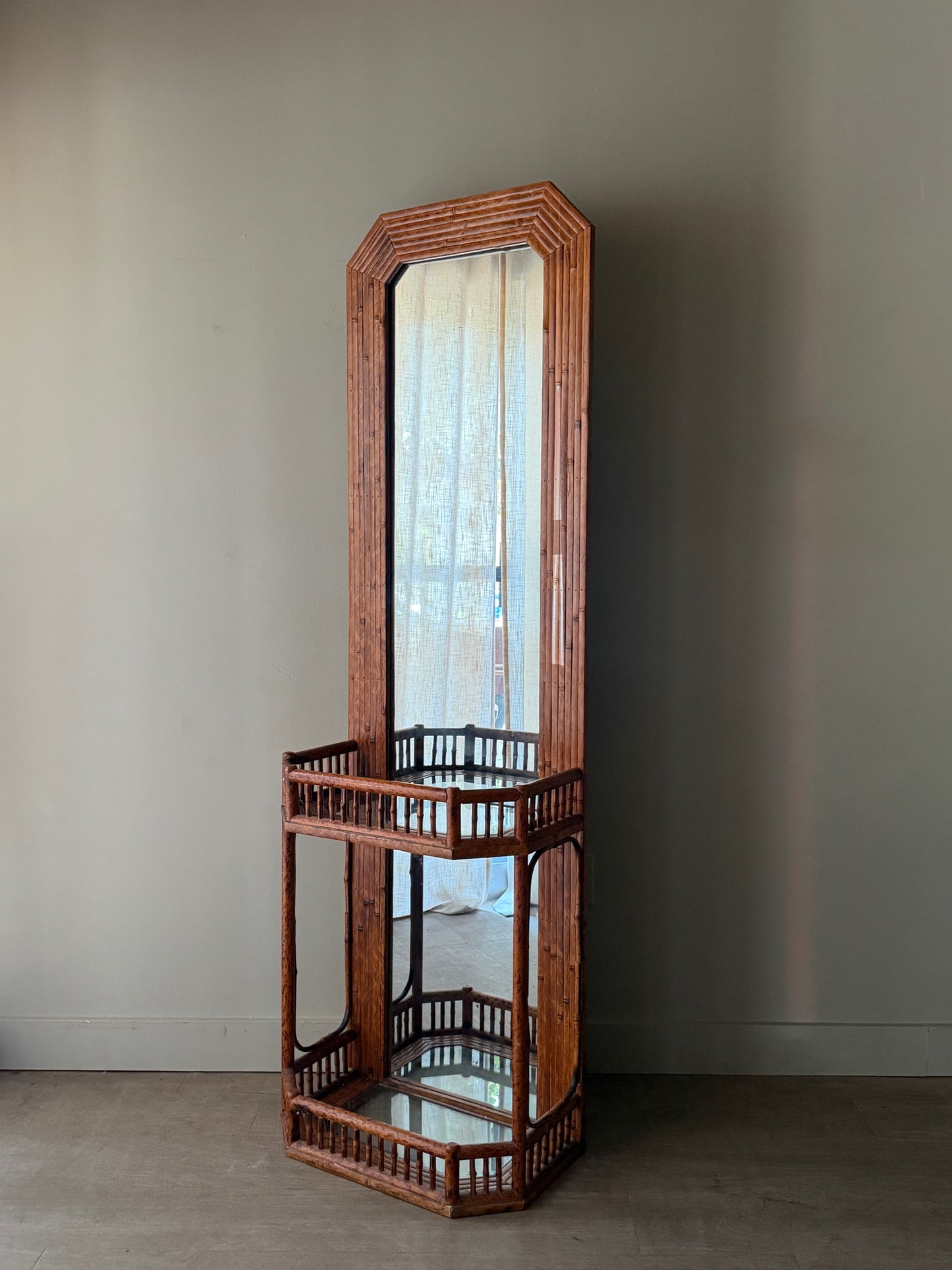 Split bamboo hall mirror