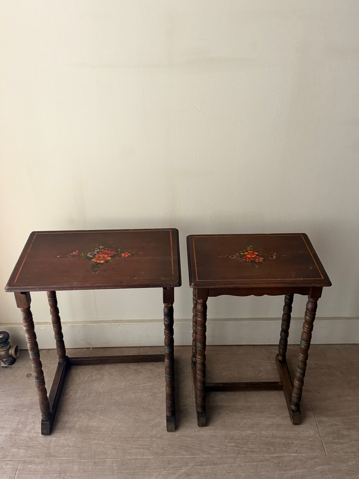 Edwardian painted oak nesting tables