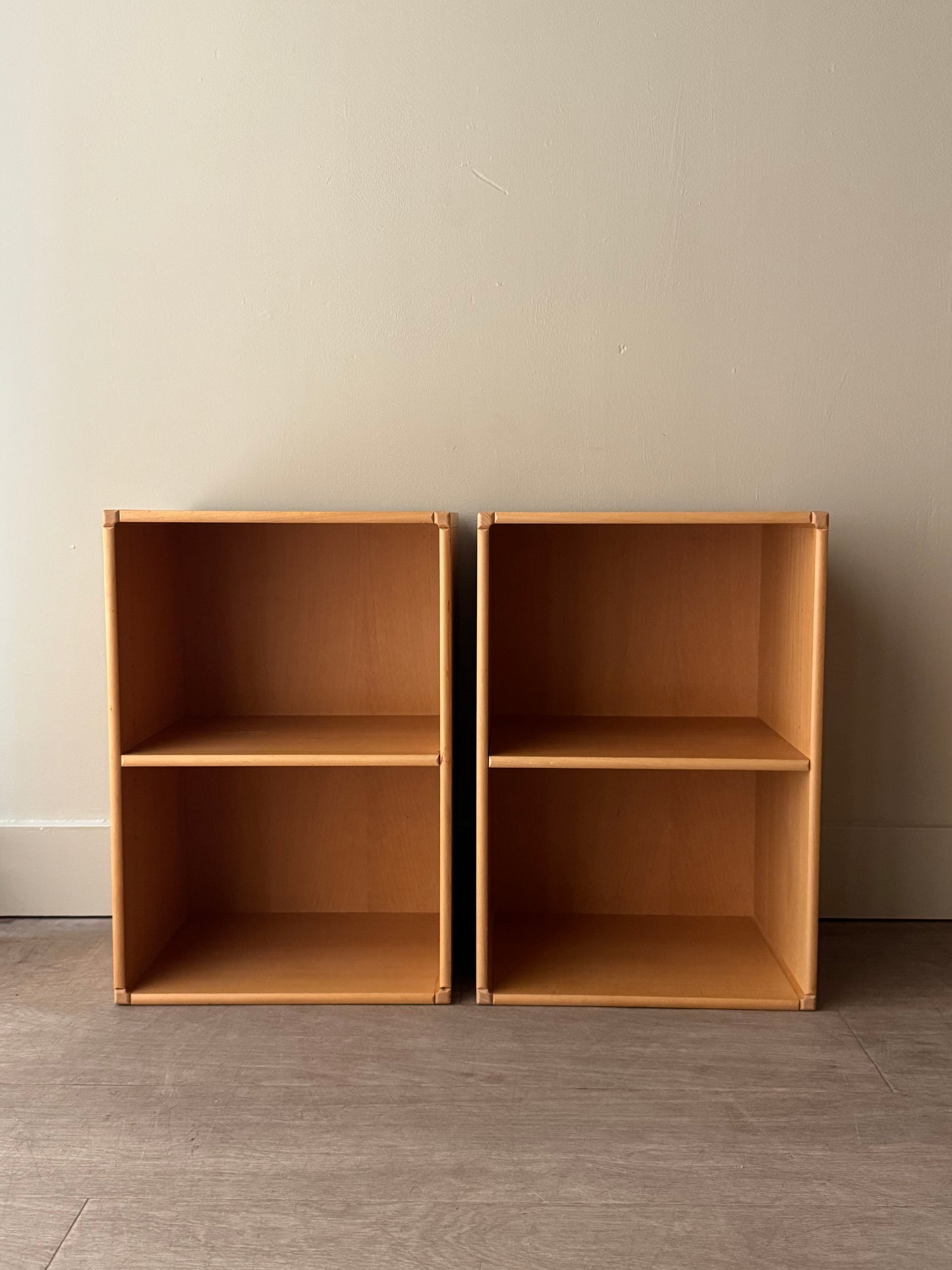 Caso “Rimme” Danish beech modular system - two vertical open shelf units. Sold individually.