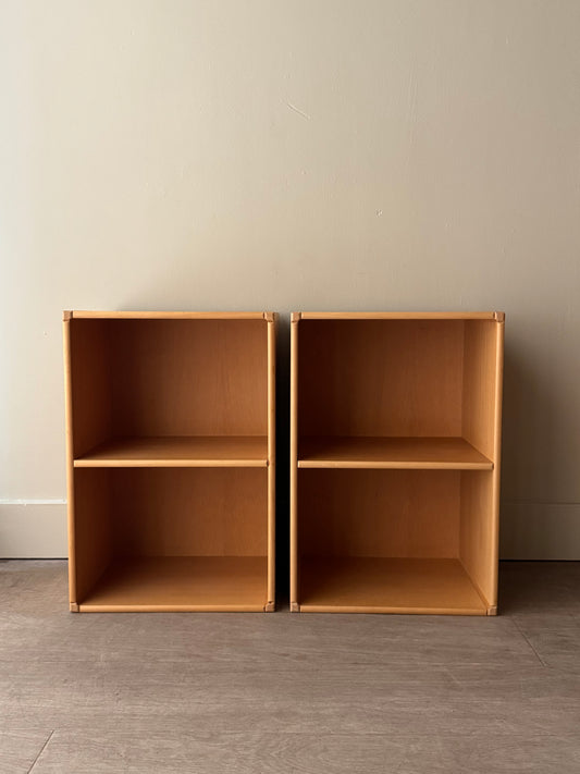 Caso “Rimme” Danish beech modular system - two vertical open shelf units. Sold individually.