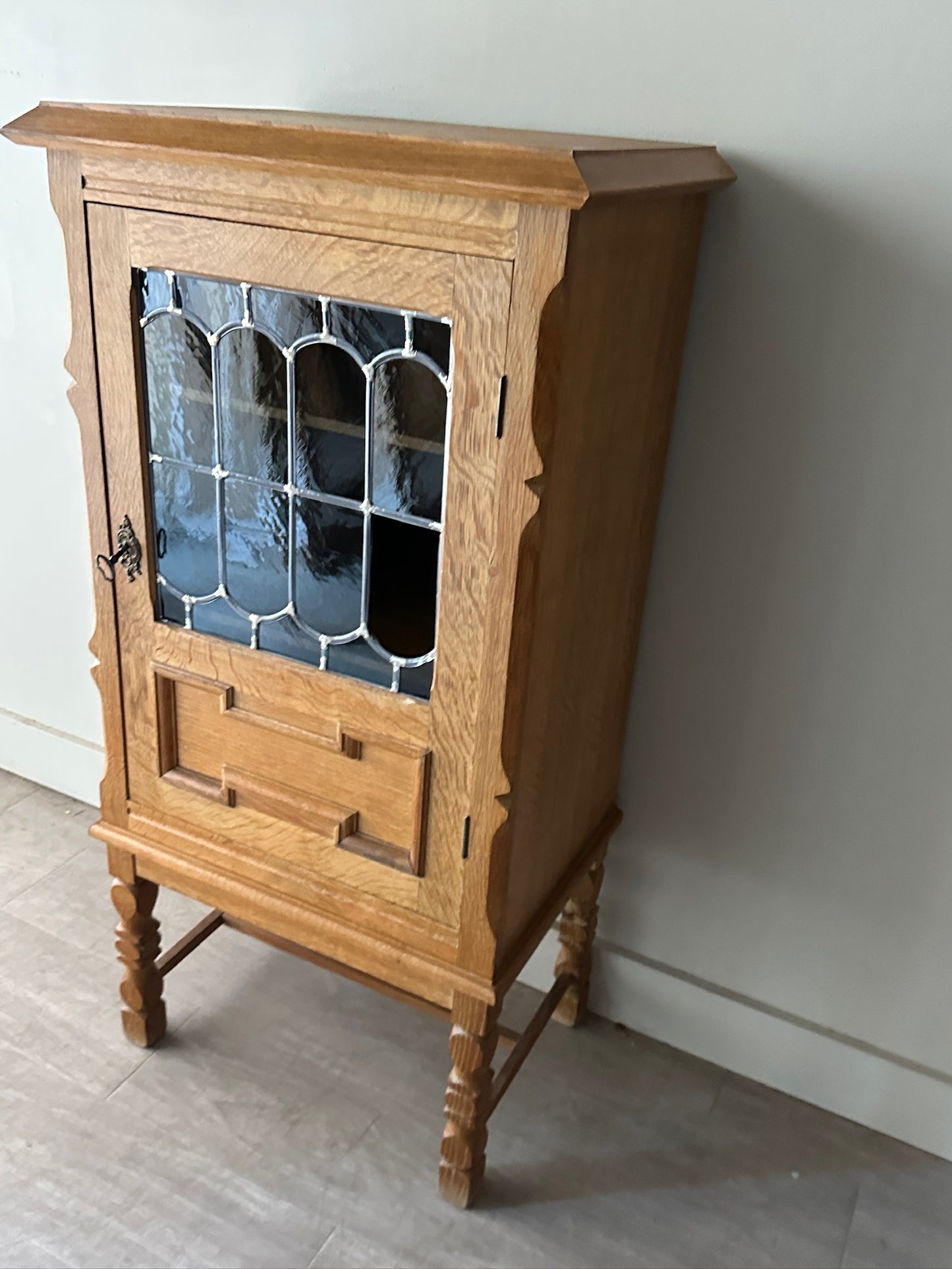 Danish oak and glass cabinet
