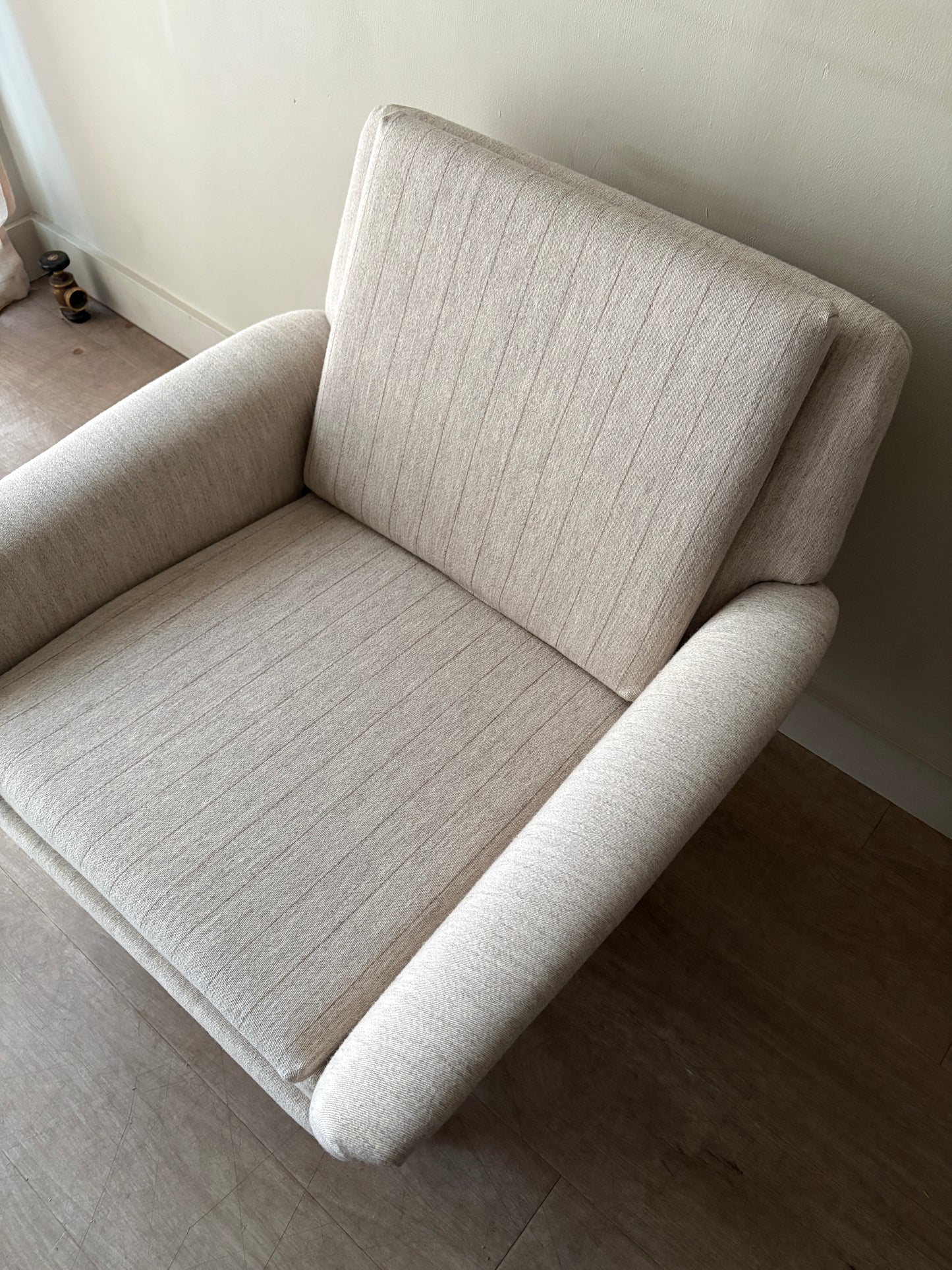Swedish oatmeal striped lounge chair