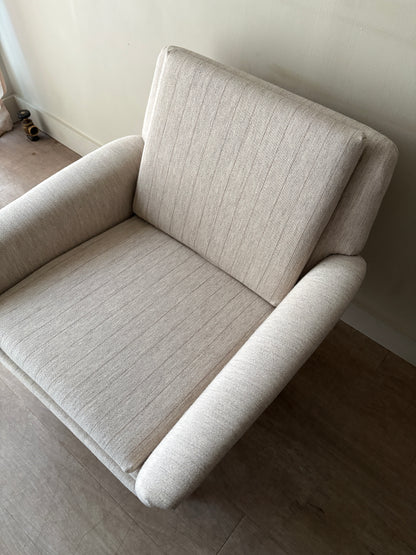 Swedish oatmeal striped lounge chair