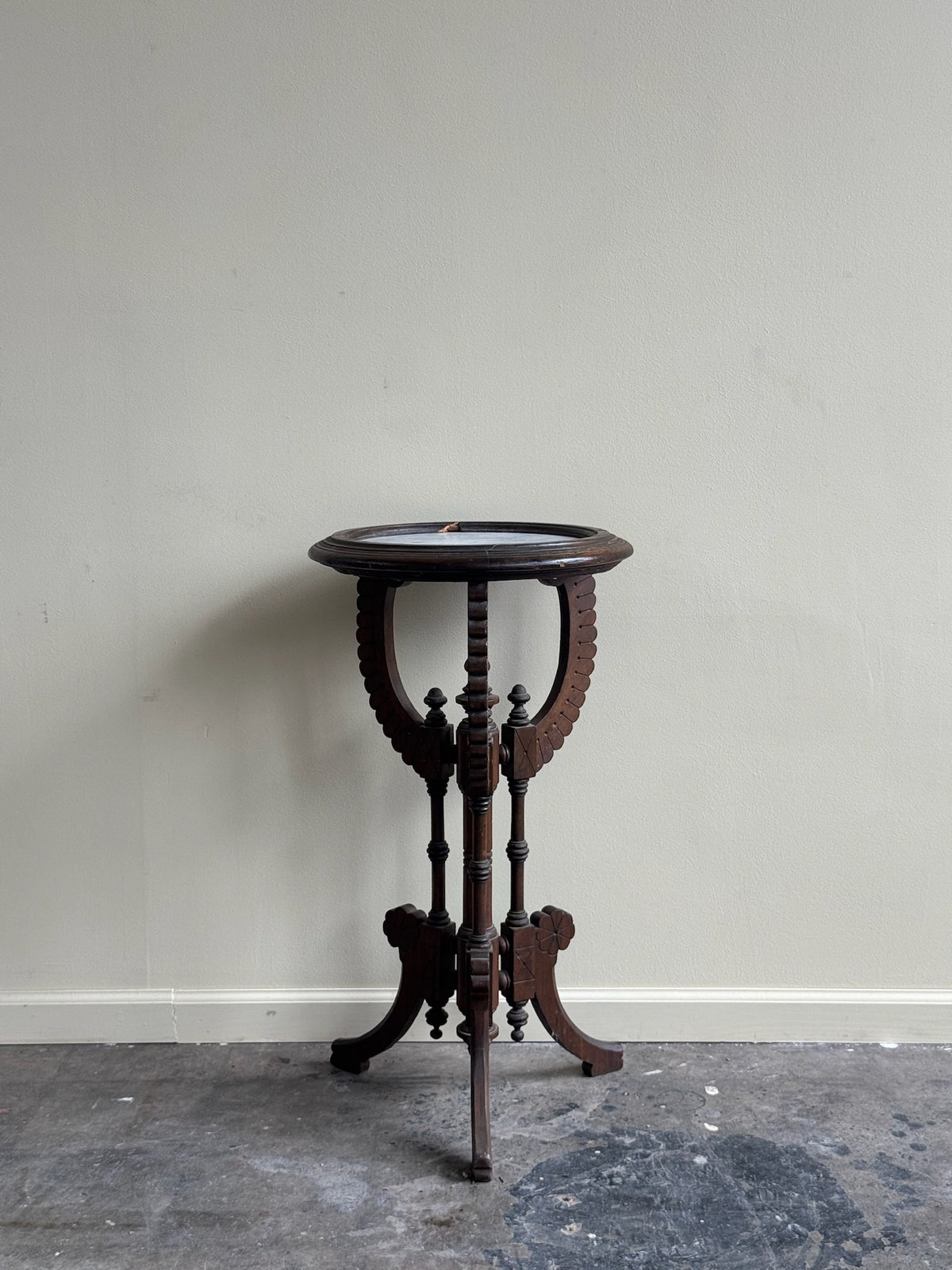 Victorian walnut marble top plant stand